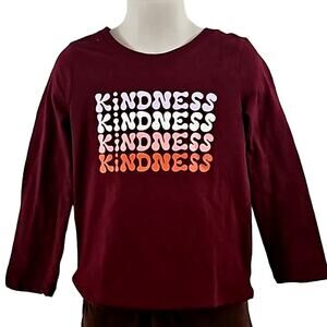 Excellent Cat & Jack Girl Burgundy Long Sleeve Crewneck Tee Shirt Size 4T Cotton